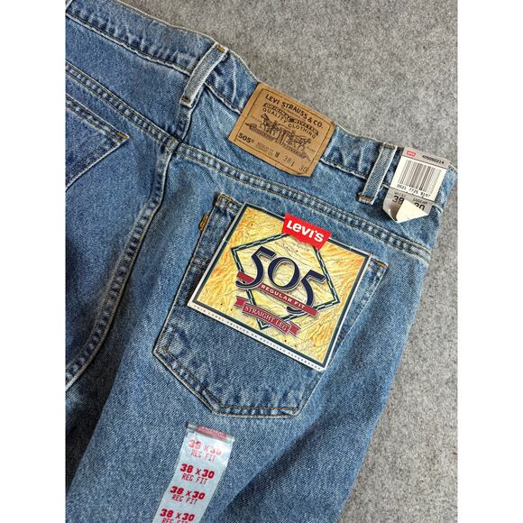 VINTAGE Levis 505 Jeans Mens Blue Regular Fit Straight Leg Orange Tab 38x30 NWT